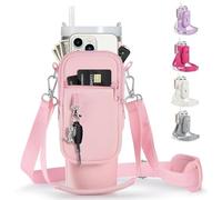 linmaya Bolsa de transporte para botella de agua con bolsillo para teléfono para Stanley Cup de 40/30 onzas, soporte aislado de neopreno para botella de agua, bolsa cruzada con hombro ajustable y