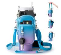 linmaya Bolsa de transporte para botella de agua con bolsillo para teléfono para Stanley Cup de 40/30 onzas, soporte aislado de neopreno para botella de agua, bolsa cruzada con hombro ajustable y
