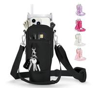 linmaya Bolsa de transporte para botella de agua con bolsillo para teléfono Stanley de 40/30 onzas, bolsa de neopreno para botella de agua con 2 correas ajustables y 3 tapones de fugas para accesorios