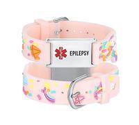 LinnaLove Pulseras de identificación de alerta médica de dibujos animados regalo para hijos, hijas, hermanos y hermanas 6.5 inches