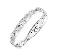 LinnaLove Pulseras para mamá para mujer, pulseras de corazón para mamá, regalos para mamá de hija e hijo, día de la madre, cumpleaños, San Valentín, regalos de Navidad, 7.5 in, Acero inoxidable, Sin