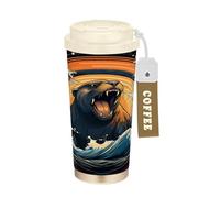 LINNIKEEEE Acuarela Arte LeóN De Mar Vaso Térmico de Acero Inoxidable para Café,Botella de Agua con Aislamiento Al Vacío para Viajes(500 Ml)