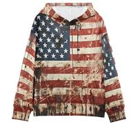 LINNIKEEEE Acuarela Bandera Americana Sudaderas con Capucha para NiñOs NiñAs con Estampado 3D Bonitas Cómodas