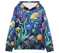 LINNIKEEEE Acuarela Obra De Arte Animal De Mar Sudaderas con Capucha para NiñOs NiñAs con Estampado 3D Bonitas Cómodas