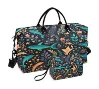 LINNIKEEEE Animales Abstractos Delfines Bolsas de Viaje para Gimnasio, Bolso de Fin de Semana con Bolsa de Aseo para Niñas Hombres