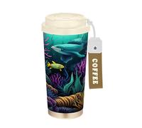 LINNIKEEEE Animales De Mar De Colores Vaso Térmico de Acero Inoxidable para Café,Botella de Agua con Aislamiento Al Vacío para Viajes(500 Ml)