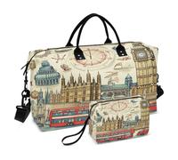 LINNIKEEEE Arte Abstracto Londres Bolsas de Viaje para Gimnasio, Bolso de Fin de Semana con Bolsa de Aseo para Niñas Hombres