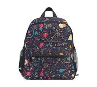 LINNIKEEEE Arte De Dibujos Animados De MatemáTicas Abstractas Mochila para Niños Pequeños,Minibolso de Hombro con Silbato para Viajes Niños de 1 a 6 Años