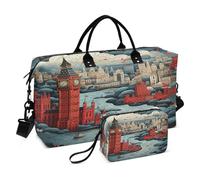LINNIKEEEE Arte De La Ciudad De Londres Bolsas de Viaje para Gimnasio, Bolso de Fin de Semana con Bolsa de Aseo para Niñas Hombres