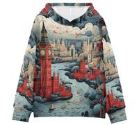 LINNIKEEEE Arte De La Ciudad De Londres Sudaderas con Capucha para NiñOs NiñAs con Estampado 3D Bonitas Cómodas