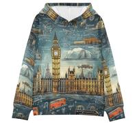 LINNIKEEEE Arte De La Torre De Londres Sudaderas con Capucha para NiñOs NiñAs con Estampado 3D Bonitas Cómodas