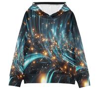 LINNIKEEEE Arte De LíNea Azul Estrella Sudaderas con Capucha para NiñOs NiñAs con Estampado 3D Bonitas Cómodas