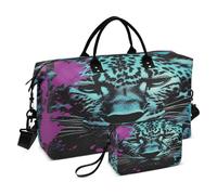 LINNIKEEEE Arte Fresco del Leopardo De La Acuarela Bolsas de Viaje para Gimnasio, Bolso de Fin de Semana con Bolsa de Aseo para Niñas Hombres