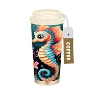 LINNIKEEEE Arte Infantil Colorido Caballito De Mar Vaso Térmico de Acero Inoxidable para Café,Botella de Agua con Aislamiento Al Vacío para Viajes(500 Ml)