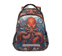 LINNIKEEEE Arte Monstruo Pulpo Mochila Escolar Escolares Mochilas para Estudiante Niñas Niños