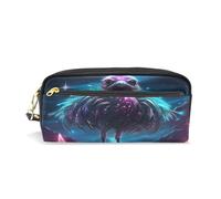 LINNIKEEEE Avestruz Azul De Lujo Estuche de Cuero para Lápices Bolsa de Maquillaje Escolar Estudiante Caja de Lápices para Niños Niñas