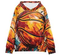LINNIKEEEE Baloncesto De La Acuarela Sudaderas con Capucha para NiñOs NiñAs con Estampado 3D Bonitas Cómodas