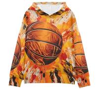 LINNIKEEEE Baloncesto Sudaderas con Capucha para NiñOs NiñAs con Estampado 3D Bonitas Cómodas del Chapoteo De La Acuarela