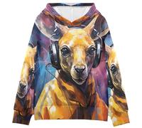 LINNIKEEEE Canguro Sudaderas con Capucha para NiñOs NiñAs con Estampado 3D Bonitas Cómodas MúSica Fresca