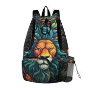 LINNIKEEEE Cool Cartoon Leones Mochila de Viaje,Bolsa de Deporte con Cordón,Mochila Escolar para Natación Jóvenes Niñas