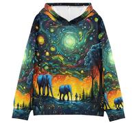 LINNIKEEEE Dibujos Animados Doodle Elefantes Sudaderas con Capucha para NiñOs NiñAs con Estampado 3D Bonitas Cómodas