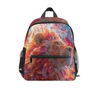 LINNIKEEEE Dibujos Animados Fresco Rosa LeóN Mochila para Niños Pequeños,Minibolso de Hombro con Silbato para Viajes Niños de 1 a 6 Años