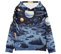 LINNIKEEEE Espacio Planetas Garabatos Sudaderas con Capucha para NiñOs NiñAs con Estampado 3D Bonitas Cómodas