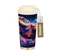 LINNIKEEEE FantasíA PúRpura Tortuga De Mar Vaso Térmico de Acero Inoxidable para Café,Botella de Agua con Aislamiento Al Vacío para Viajes(500 Ml)
