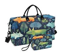 LINNIKEEEE Flor Dibujos Animados Arte Rinoceronte Bolsas de Viaje para Gimnasio, Bolso de Fin de Semana con Bolsa de Aseo para Niñas Hombres