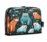 LINNIKEEEE Flor Osos Polares Estuches para Lápices Bolsos para Bolígrafos Estudiantes Niñas Niños