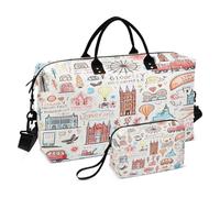 LINNIKEEEE Garabato Abstracto Londres Bolsas de Viaje para Gimnasio, Bolso de Fin de Semana con Bolsa de Aseo para Niñas Hombres