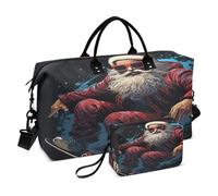 LINNIKEEEE Genial Skater Navideño Bolsas de Viaje para Gimnasio, Bolso de Fin de Semana con Bolsa de Aseo para Niñas Hombres