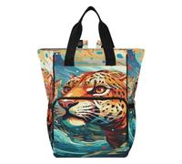 LINNIKEEEE Guepardos Feroces Azul Poderoso Bolsa de Pañales Mochila de Viaje Gran Capacidad Bolsas para Mamá Papá Mujeres Niñas