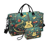 LINNIKEEEE Guitarra Música Abstracta Bolsas de Viaje para Gimnasio, Bolso de Fin de Semana con Bolsa de Aseo para Niñas Hombres