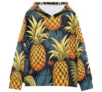 LINNIKEEEE Hojas De Arte De PiñA Sudaderas con Capucha para NiñOs NiñAs con Estampado 3D Bonitas Cómodas
