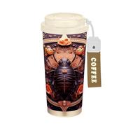 LINNIKEEEE HoróScopo Coral Naranja Vaso Térmico de Acero Inoxidable para Café,Botella de Agua con Aislamiento Al Vacío para Viajes(500 Ml)