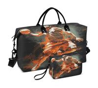 LINNIKEEEE Jugador De Baloncesto Abstracto Bolsas de Viaje para Gimnasio, Bolso de Fin de Semana con Bolsa de Aseo para Niñas Hombres