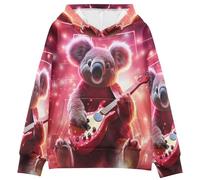 LINNIKEEEE Koala De Luz De FantasíA Roja Sudaderas con Capucha para NiñOs NiñAs con Estampado 3D Bonitas Cómodas
