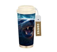 LINNIKEEEE LeóN De Mar Azul Fresco Vaso Térmico de Acero Inoxidable para Café,Botella de Agua con Aislamiento Al Vacío para Viajes(500 Ml)