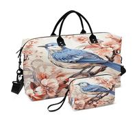 LINNIKEEEE Linda Flor De Pájaro Azul Bolsas de Viaje para Gimnasio, Bolso de Fin de Semana con Bolsa de Aseo para Niñas Hombres