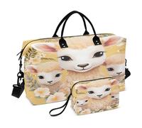 LINNIKEEEE Linda Oveja Amarilla Bolsas de Viaje para Gimnasio, Bolso de Fin de Semana con Bolsa de Aseo para Niñas Hombres