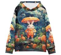 LINNIKEEEE Lindo Conejo Astronauta Sudaderas con Capucha para NiñOs NiñAs con Estampado 3D Bonitas Cómodas