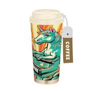 LINNIKEEEE Lindo Piano Unicornio Vaso Térmico de Acero Inoxidable para Café,Botella de Agua con Aislamiento Al Vacío para Viajes(500 Ml)