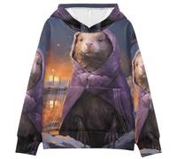 LINNIKEEEE Lindo Platypus Estrellado Sudaderas con Capucha para NiñOs NiñAs con Estampado 3D Bonitas Cómodas