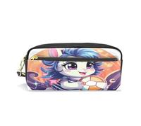 LINNIKEEEE Lindo Unicornio Deportivo Estuche de Cuero para Lápices Bolsa de Maquillaje Escolar Estudiante Caja de Lápices para Niños Niñas