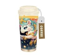 LINNIKEEEE Lindo Unicornio Tocando El Piano Vaso Térmico de Acero Inoxidable para Café,Botella de Agua con Aislamiento Al Vacío para Viajes(500 Ml)