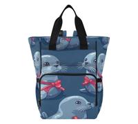 LINNIKEEEE Lindos Sellos Azules Arcos Rojos Bolsa de Pañales Mochila de Viaje Gran Capacidad Bolsas para Mamá Papá Mujeres Niñas