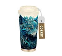 LINNIKEEEE Lobo Azul Mar Vaso Térmico de Acero Inoxidable para Café,Botella de Agua con Aislamiento Al Vacío para Viajes(500 Ml)