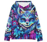 LINNIKEEEE Mapache Floral Sudaderas con Capucha para NiñOs NiñAs con Estampado 3D Bonitas Cómodas