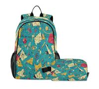 LINNIKEEEE MatemáTicas De Dibujos Animados Juego de Mochila Bolsa de Almuerzo para Estudiantes,Mochila Escolar Ligera para Niños Niñas